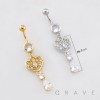 FILIGREE HEART DANGLE BELLY BUTTON NAVEL RING 316L SURGICAL STEEL
